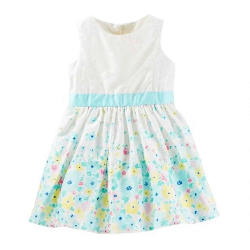 OshKosh b'Gosh Girls Dress Size 9 Mo Easter Dress Floral Bloomers Blue Yellow‎